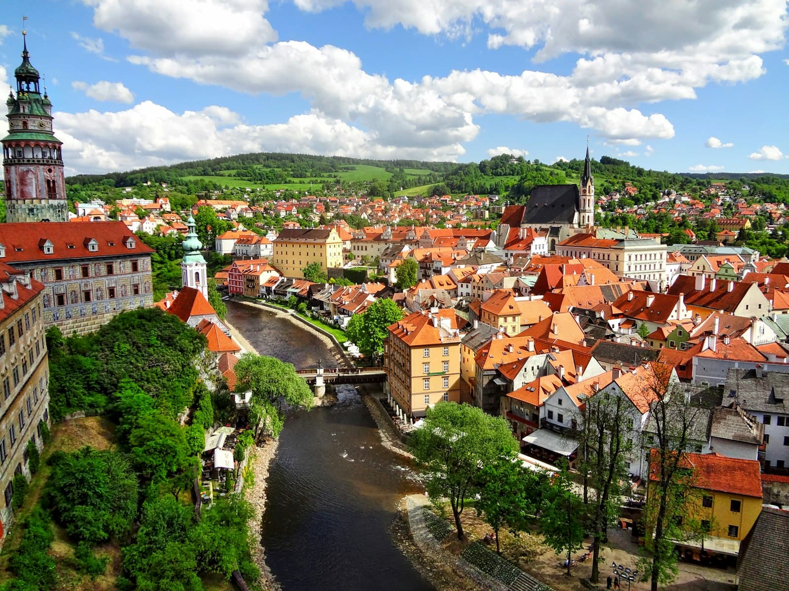 Český Krumlov — aerial view of city buildings during daytime